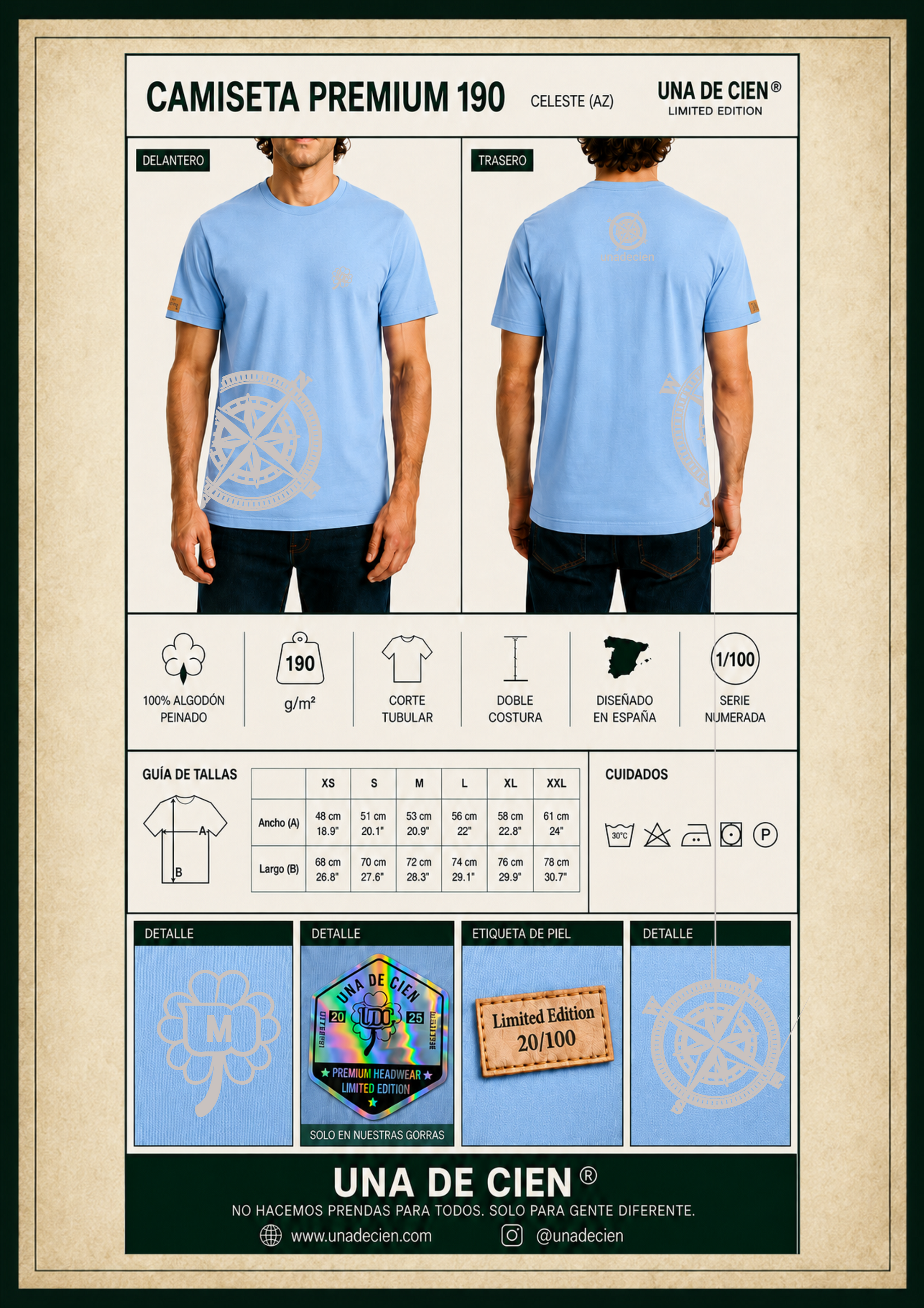 Camiseta Premium 190 Celeste