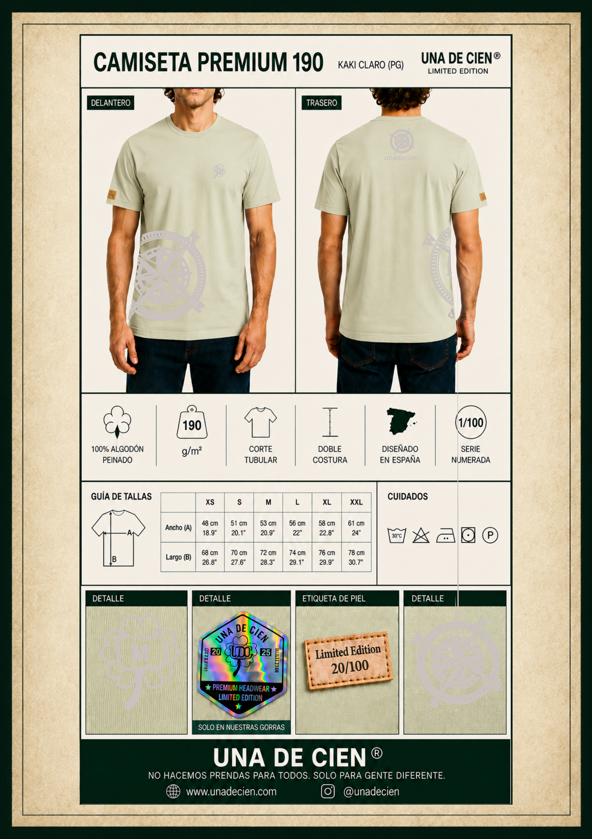 Camiseta Premium 190 Kaki Claro